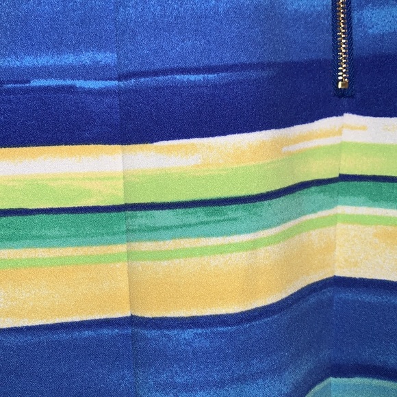 Pappagallo Hazy Blue Multicolor Striped Sandy Lined Sheath Dress - Picture 9 of 10